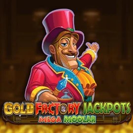 Gold Factory Jackpots Mega Moolah logo by Aurum Signature Studios Robocat Casino